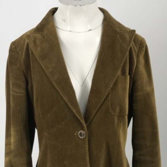 MaxMara Jackets & Blazers - Max Mara golden brown herringbone print cotton velvet peak lapel blazer sz 12
